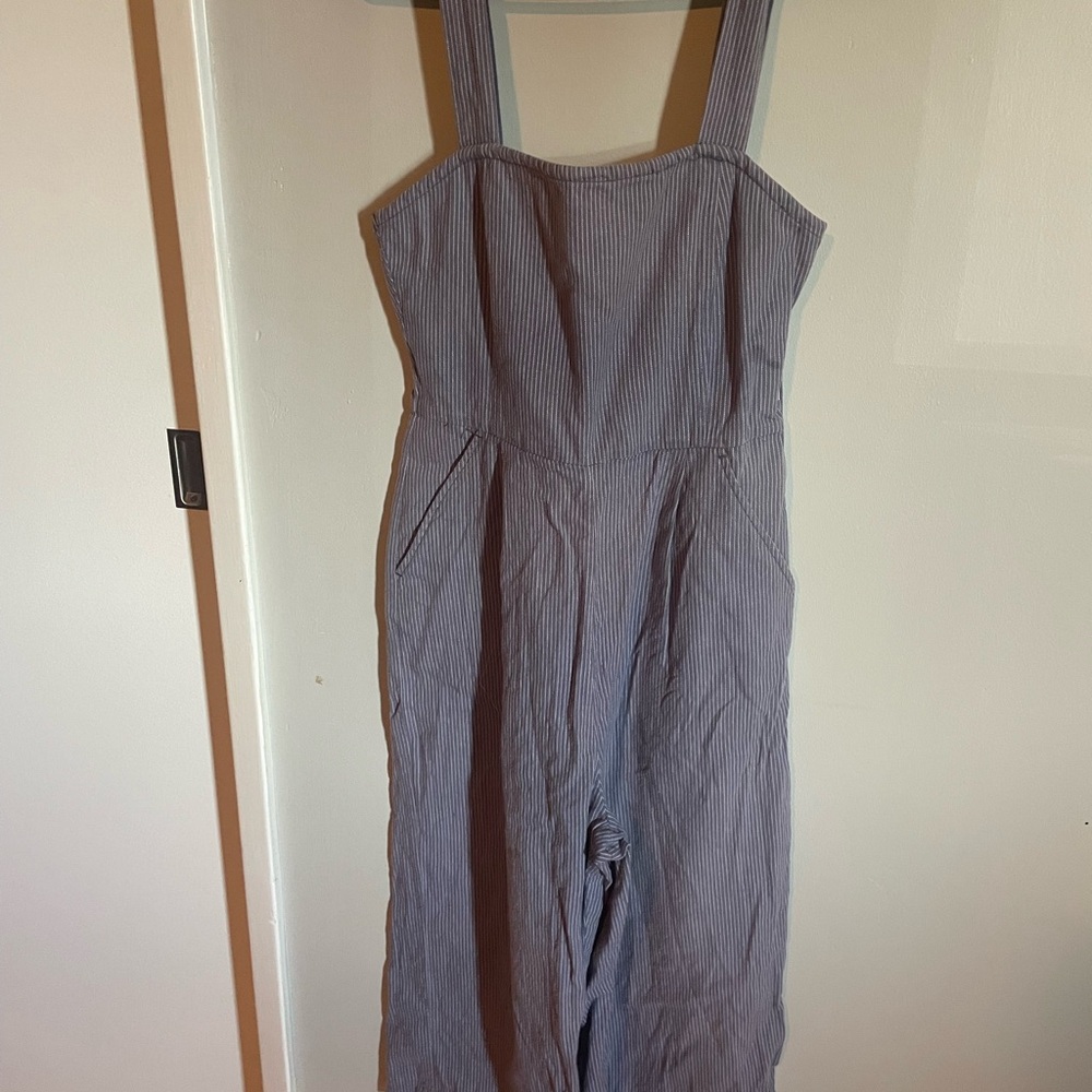Brixton Light Blue Pinstripe Wide-Leg Jumpsuit